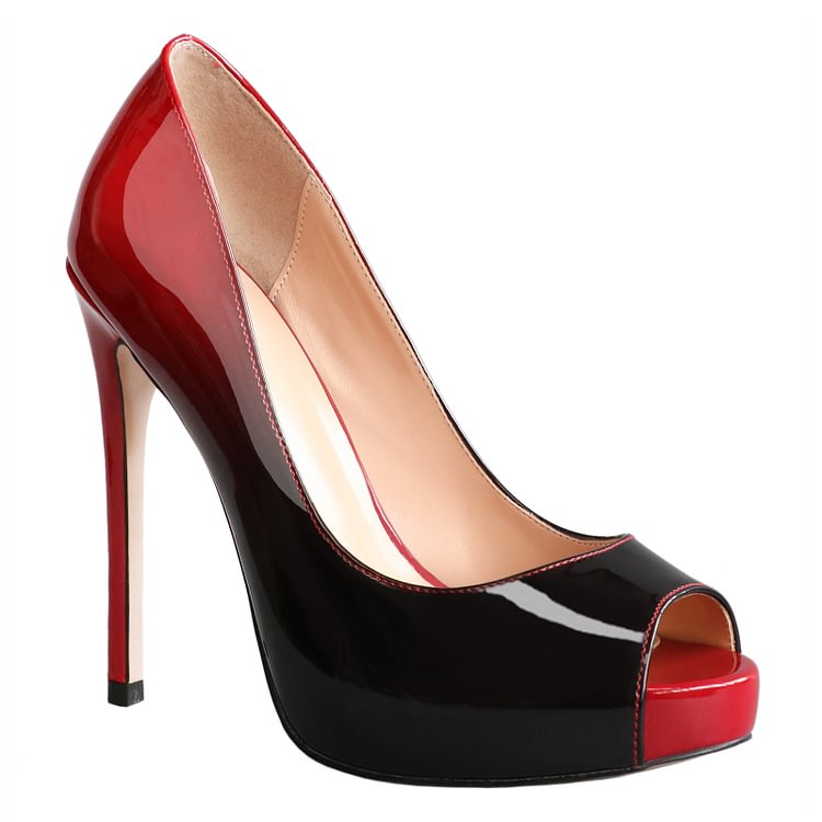 120mm Women's Platforms Heels  Gradient Color Patent Party Wedding Pumps