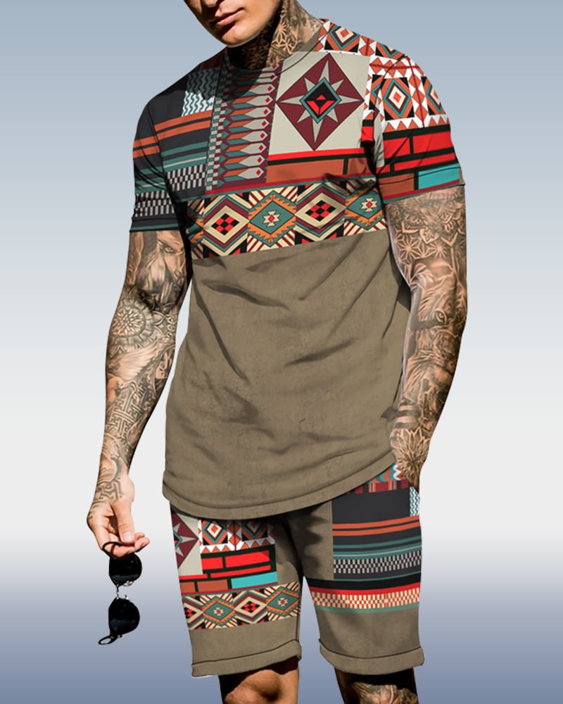 Men's spring and summer ethnic print suit 029