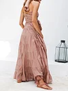 Lace-Up Flax Cotton Empire Maxi Dress