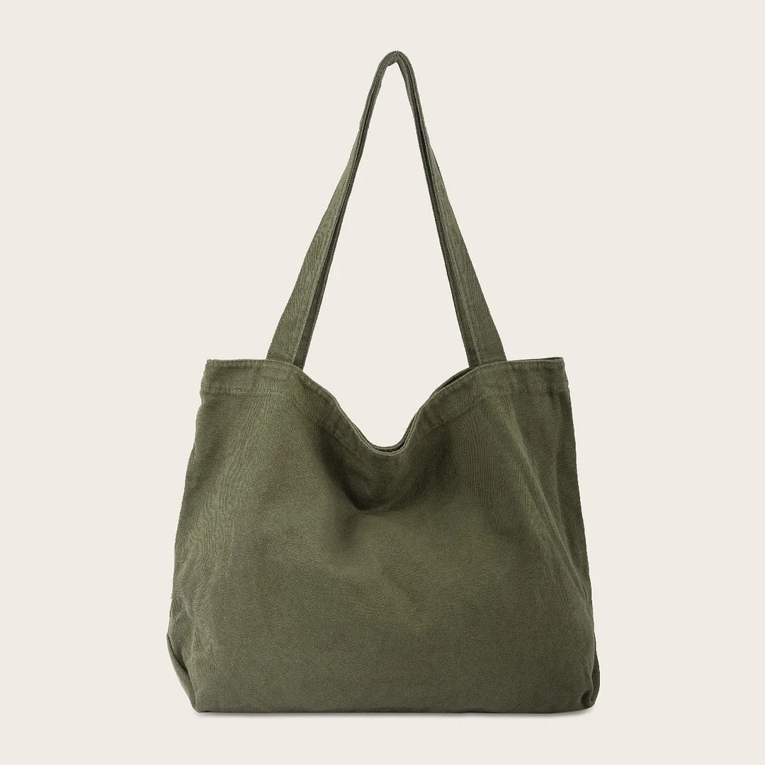 Fashion Women's Bag Large Capacity Canvas Bag Korean Light Solid Color Shoulder Casual Retro Shopping Bag Handbag