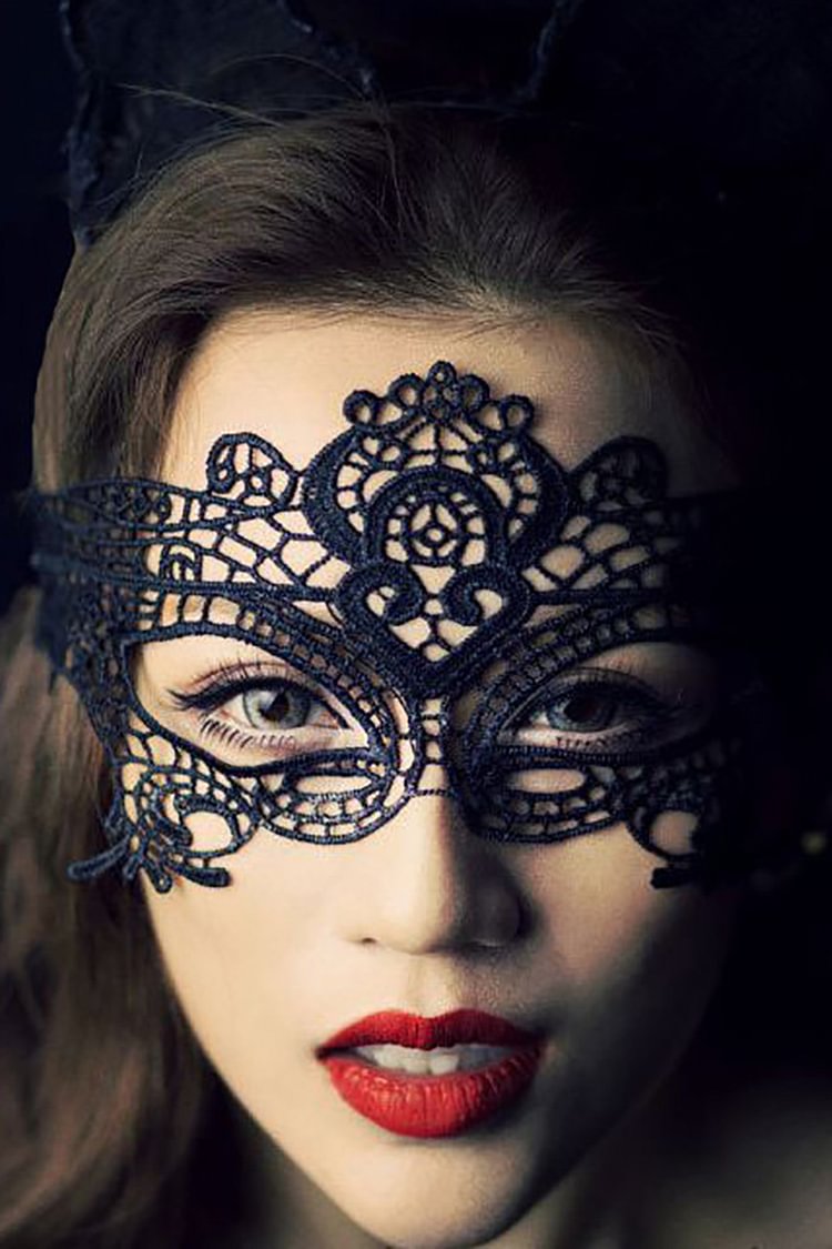 Halloween Black Lace Ribbon Mask