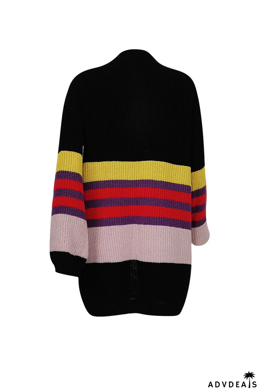 Black Fashion Casual Patchwork Cardigan Outerwear