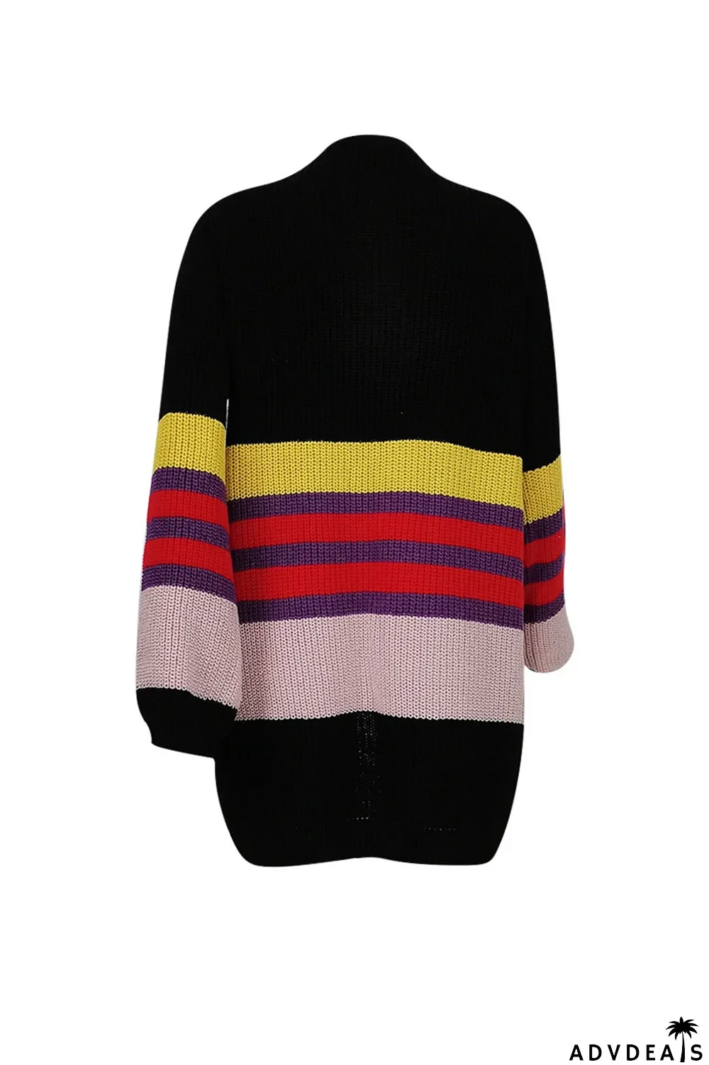 Black Fashion Casual Patchwork Cardigan Outerwear