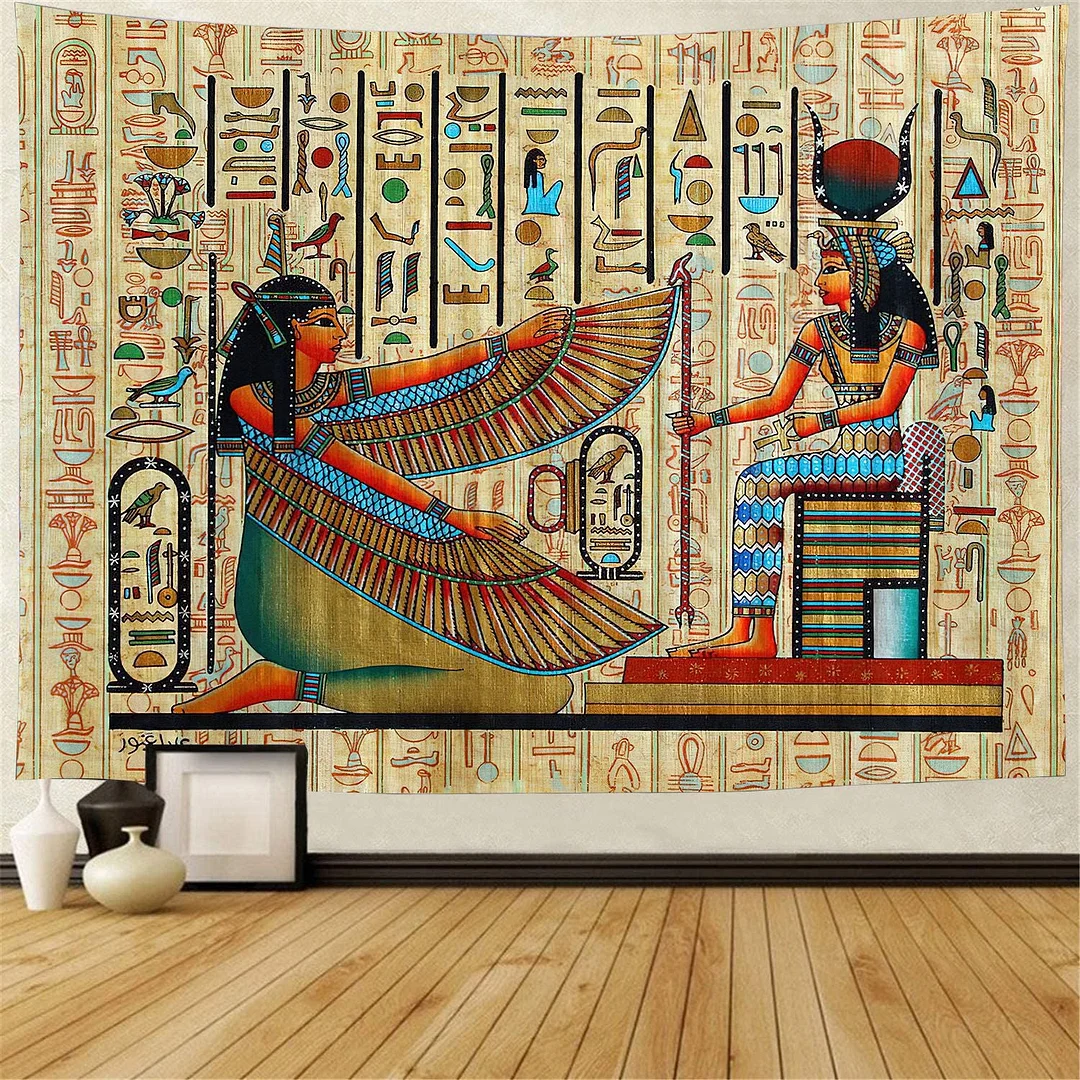 Yellow Ancient Egypt Tapestry Wall Hanging Old Culture Printed Hippie Egyptian Tapestries Wall Cloth Home Decor Vintage Tapestry