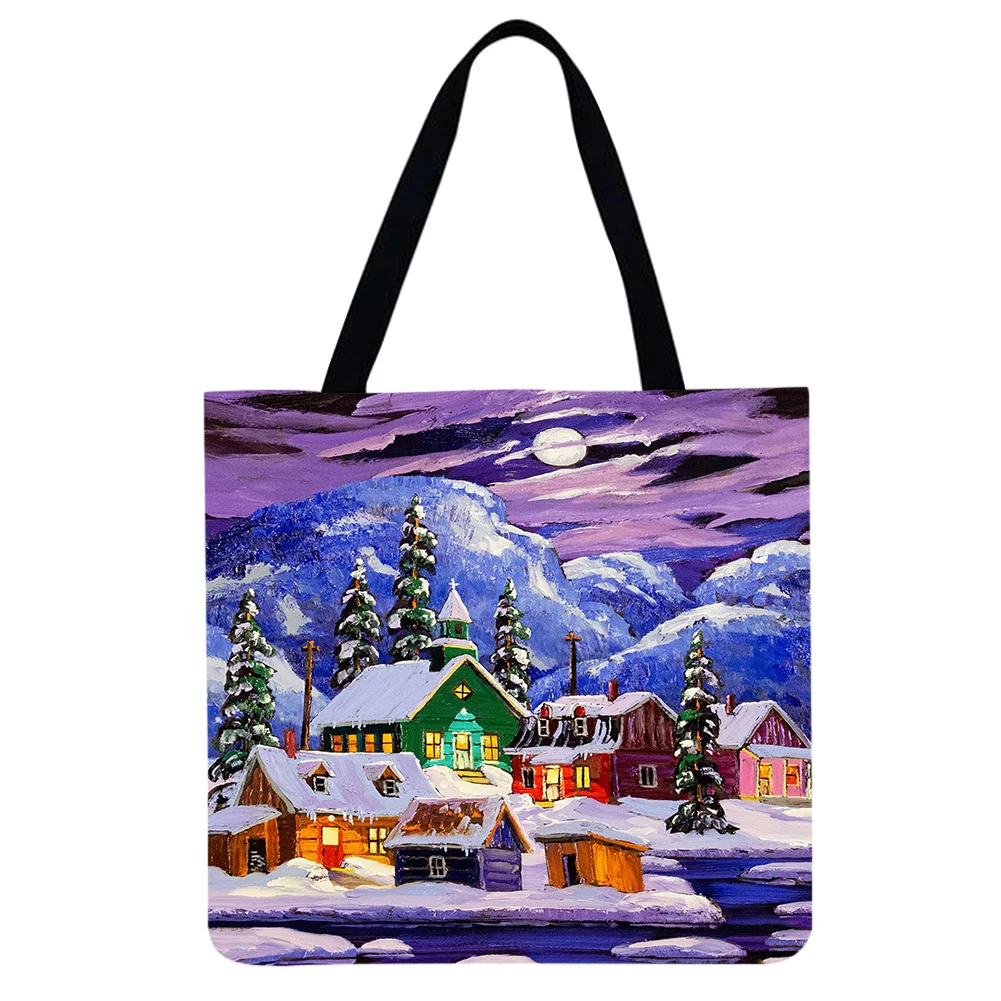 Linen Tote Bag -Christmas