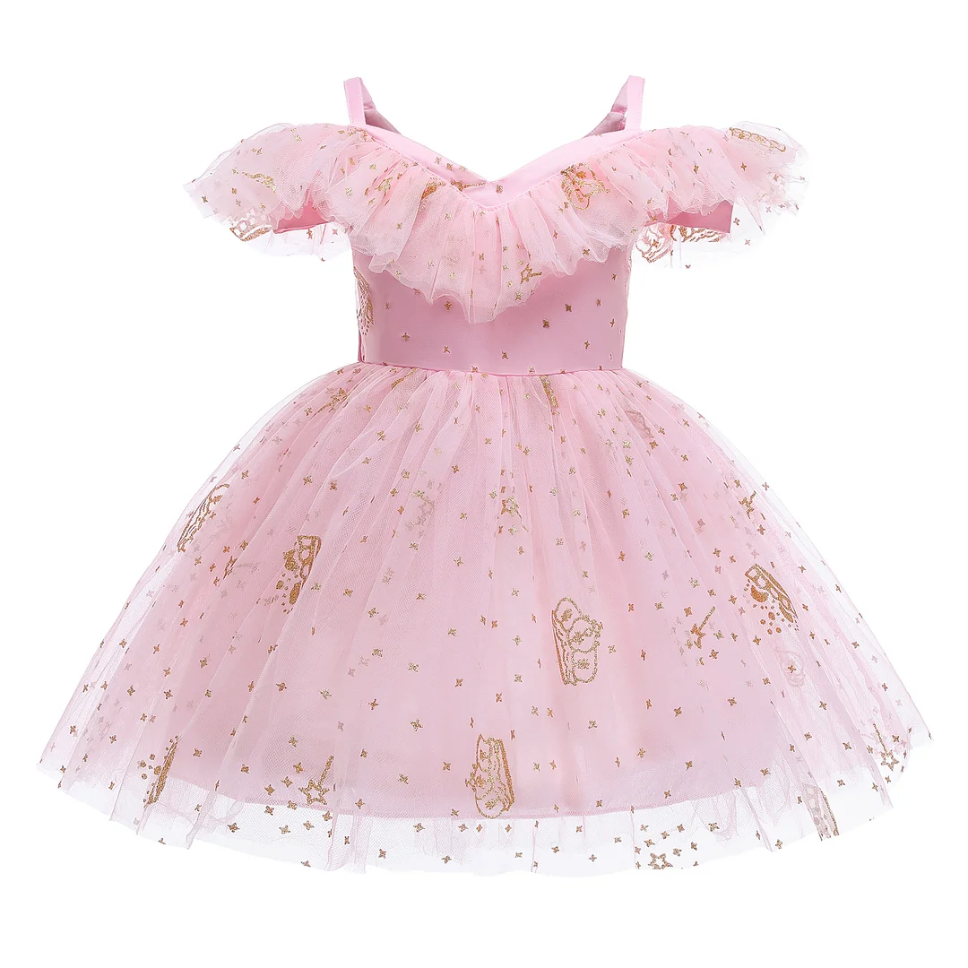 Buzzdaisy Crown Princess Dress For Girl Elizabethan Collar Zip Up Mini Dress Off The Shoulder Can Be Washed Cotton Summer