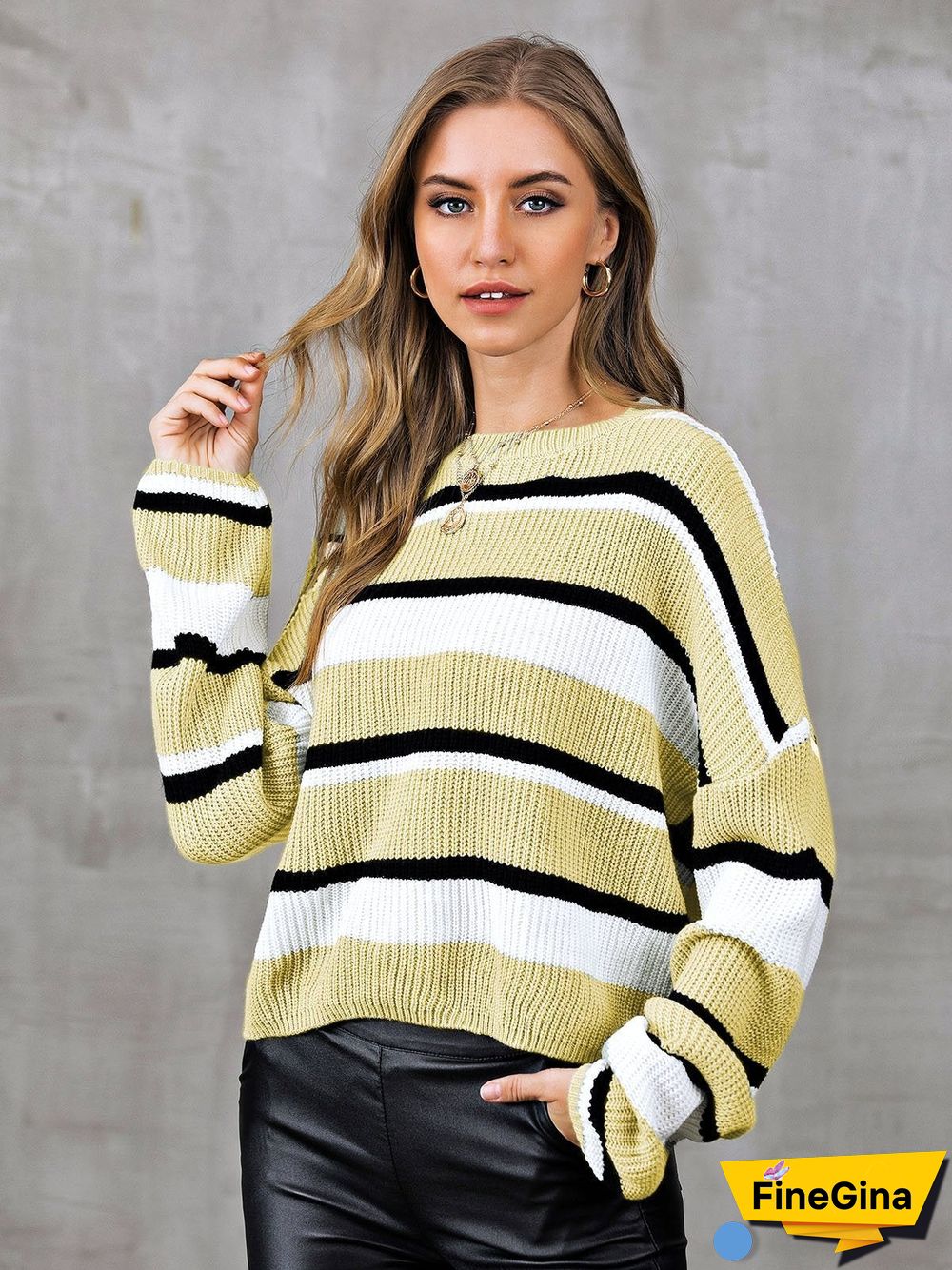 Striped Crew Neck Long Sleeve Sweater