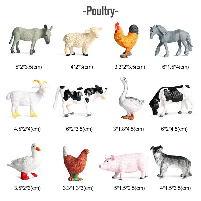 12PCS Safari Animals Figures Toys Different Varieties of Zoo Jungle Animal Toy Set Great Educational Toys for Kids Toddlers