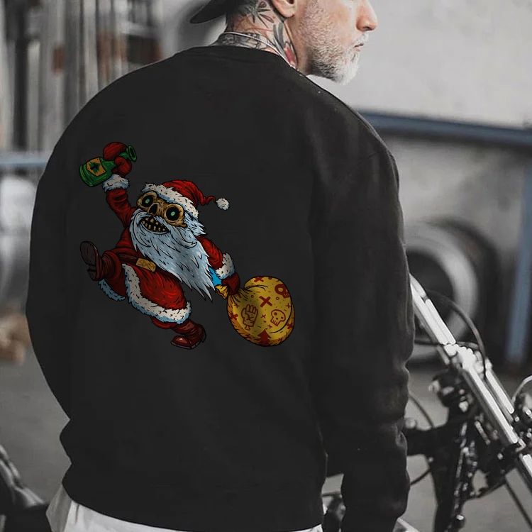 Zombie Santa with presents and booze Christmas Winter Warm Sweatshirt