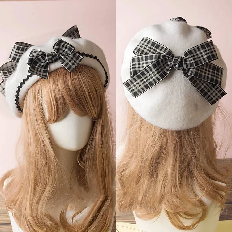 Lolita Berets Bow Plaids Stripe Sailor Cap