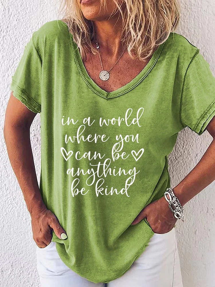 In a world where you can be anything Teacher life V Neck T-shirt-06642-Annaletters