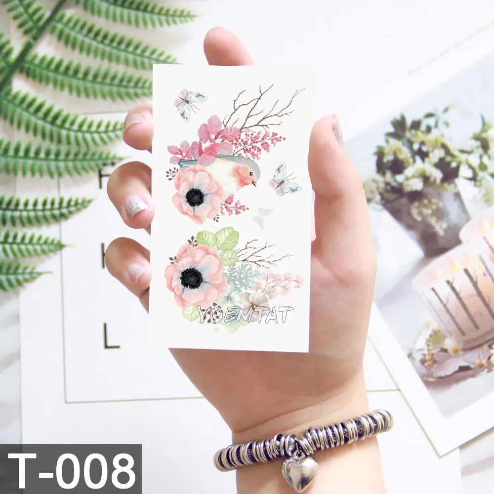 Waterproof Temporary Tattoo Sticker Rose Flower Bow Colorful Feather Planet Flash Little Tatoo Girl Cute Body Art Fake Tatto Man