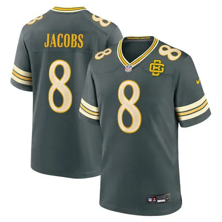 Men's Green Bay Packers #8 Josh Jacobs Green 2026 Rivalries Collection Game Jersey