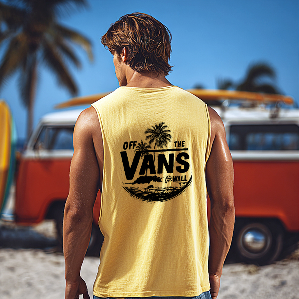 Men's Casual Beach Comfortable Breathable Printed Sleeveless Vest Top / TECHWEAR CLUB / Techwear