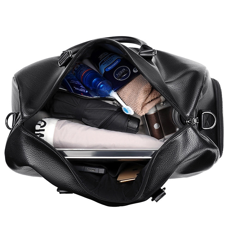 Unisex Classic Style Solid Color Pu Leather Waterproof Travel Bags