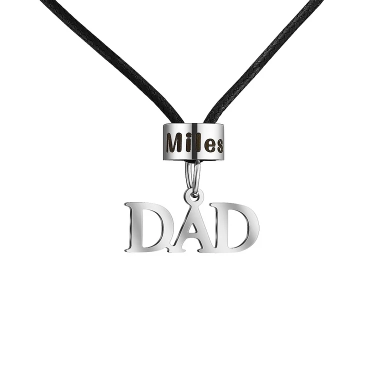 Dad Necklace Personalized Men's Necklace with Beads Engraved 1 Name Gifts For Father