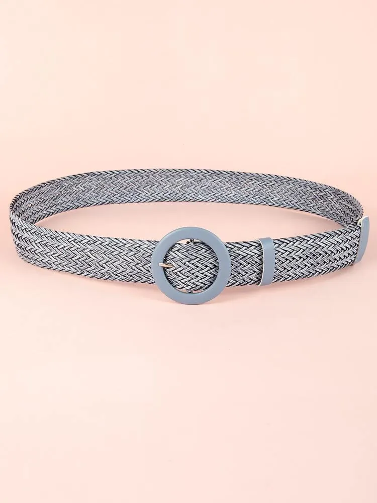 Round Buckle Woven Belt