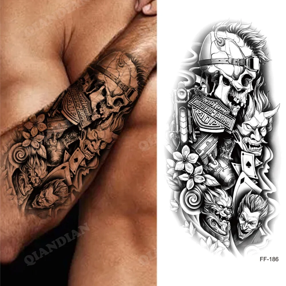 Sdrawing Waterproof Temporary Tattoo Sticker Wolf Lion King Sun Forest Tiger Mechanical Wild Boat Men Body Art Arm Fake Tatoo Women