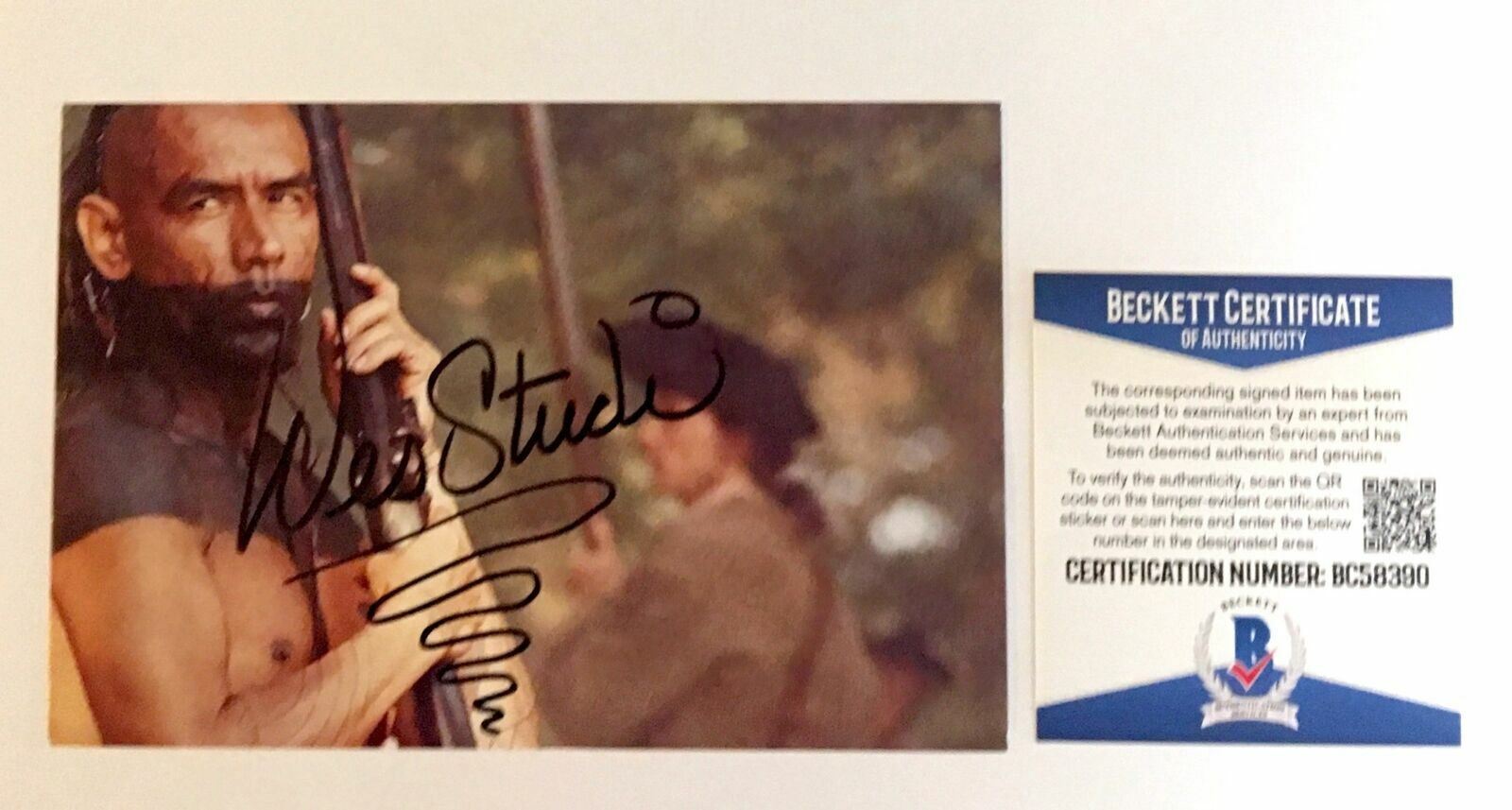 Wes Studi Signed 4x6 Photo Poster painting Beckett BAS COA Dances With Wolves Last of Mohican