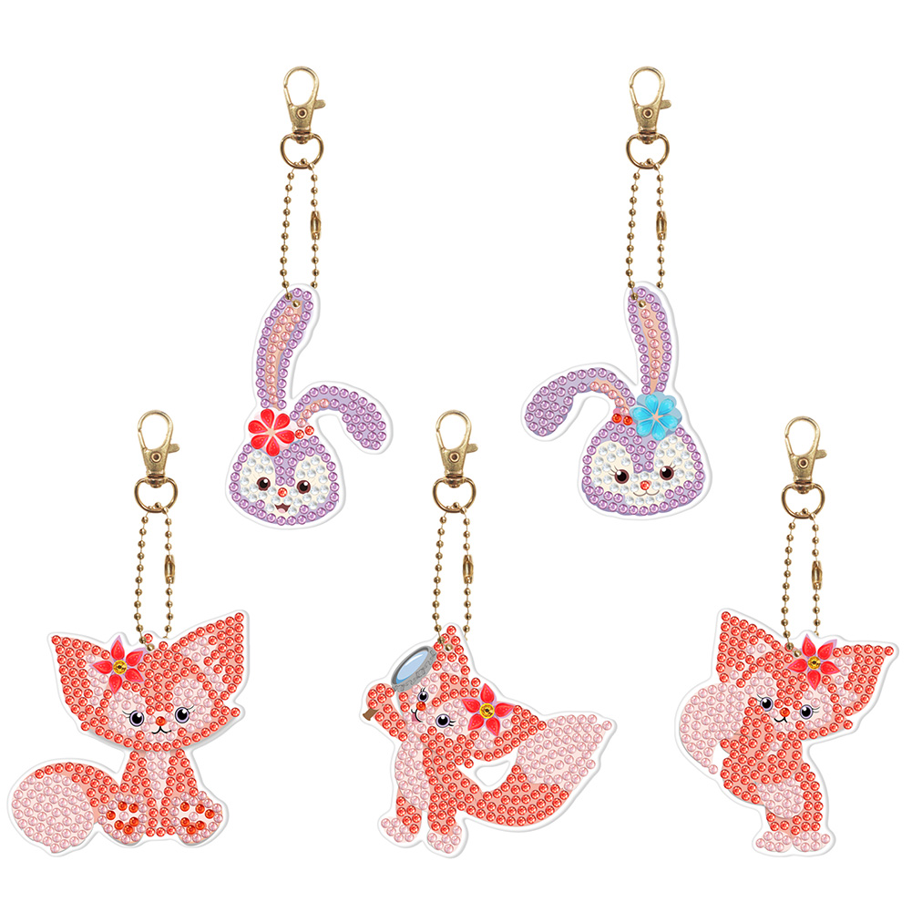 

5pcs Fox Double Sided - 5D DIY Craft Keychain, 501 Original