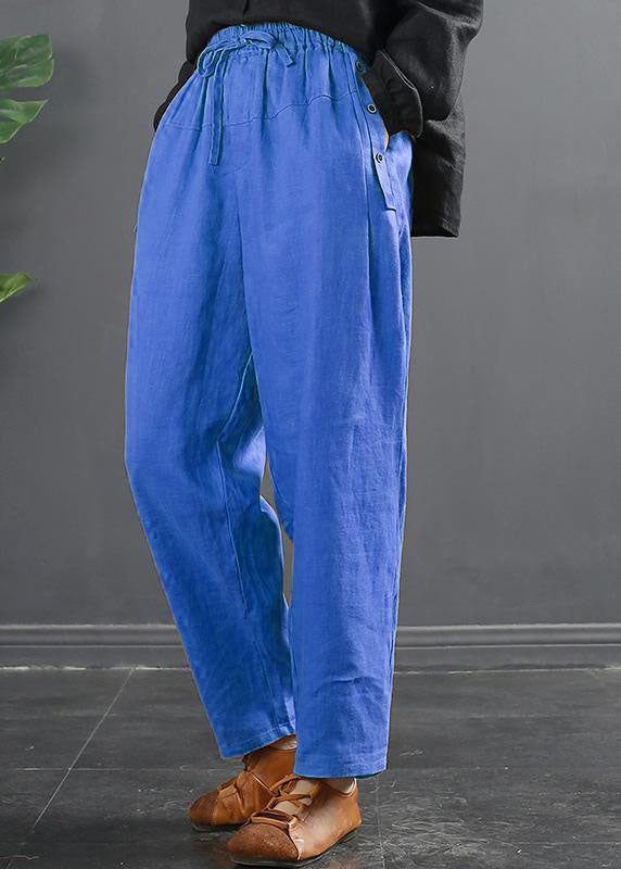 VCSHOES Spring Wide Leg Pants Unique Blue Inspiration Elastic Waist Wild Pants