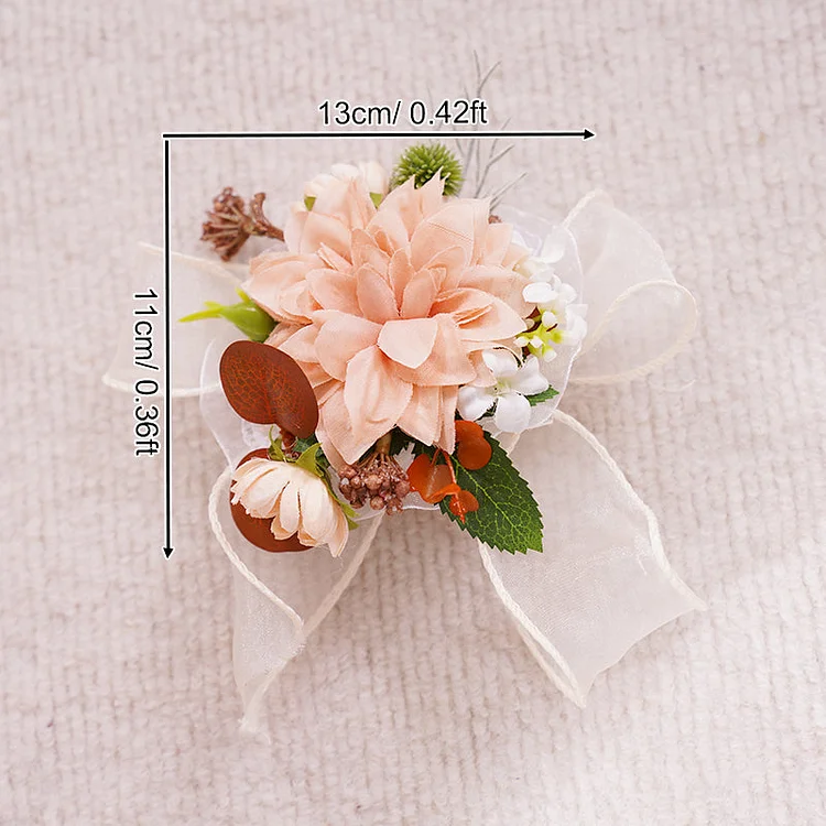 A866407 Coffee White Series Dahlia Wrist Flower Bridal And Groom Wedding Supplies