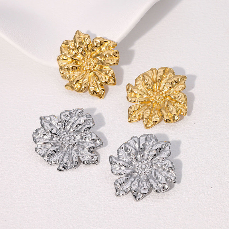 Retro Earrings Ins French Design Gold-Plated Stainless Steel Earrings For Women