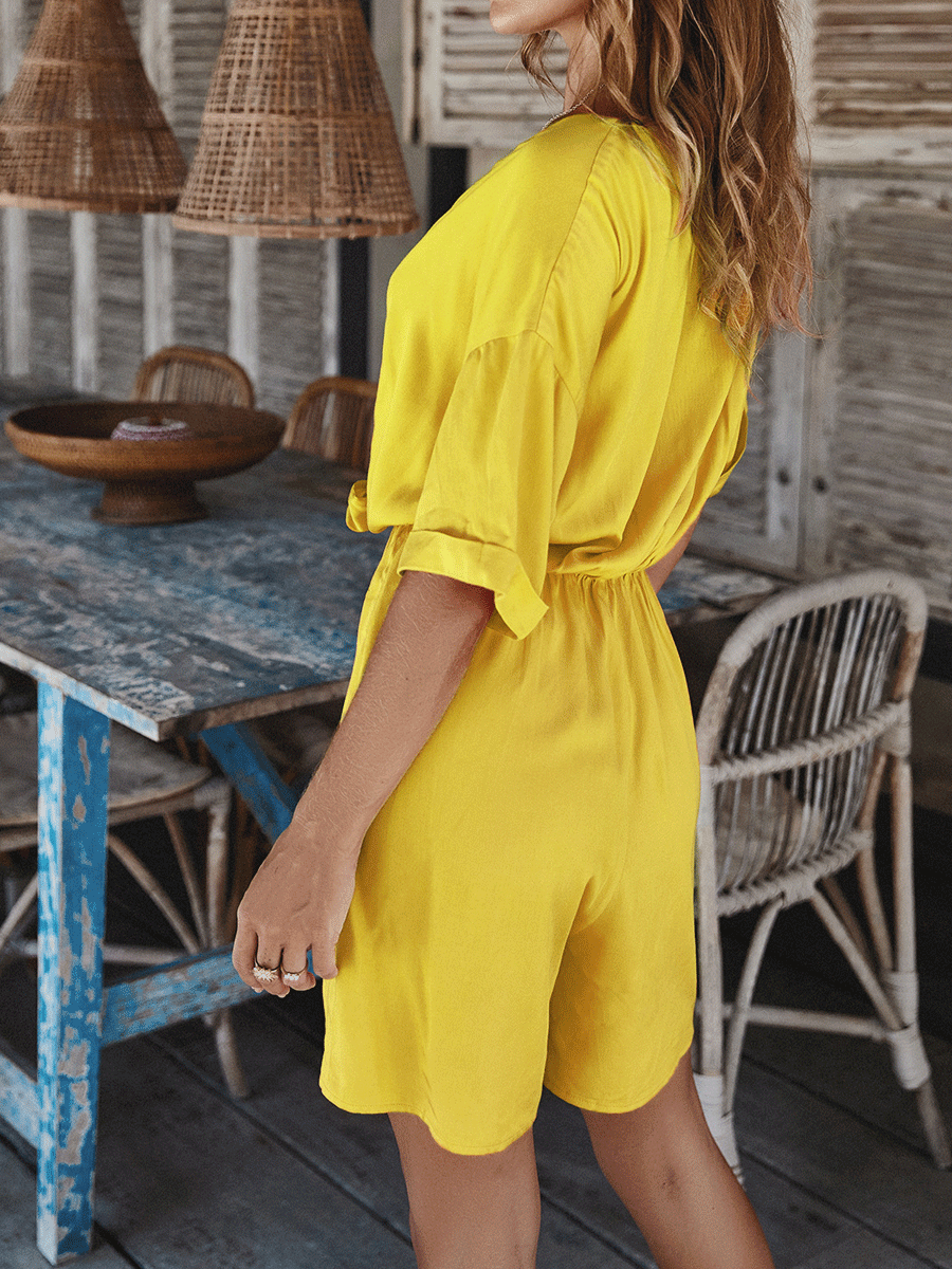 Pure color sexy jumpsuit