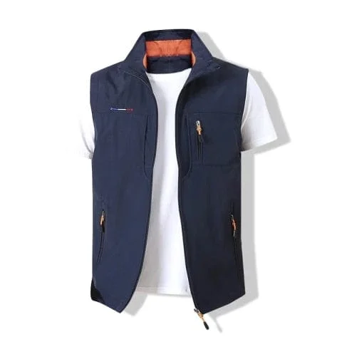 Khalesexx MSs MAIDANGDI Men's Waistcoat Jackets Vest 2021 Summer New Solid Color Stand Collar Climbing Hiking Work Sleeveless With Pocket