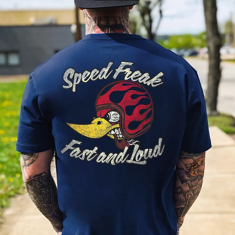 SPEED FREAK FAST AND LOUD Hot Rod Bird Print Men's T-shirt