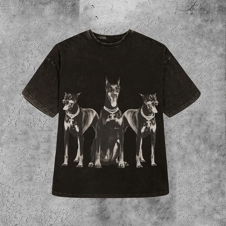 "Doberman"  Vintage Washed Short Sleeve T-Shirt