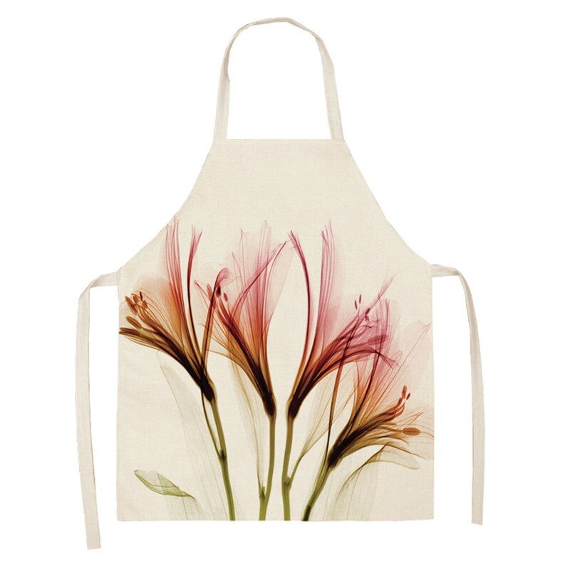 Linen Kitchen Apron - Flowers letclo 