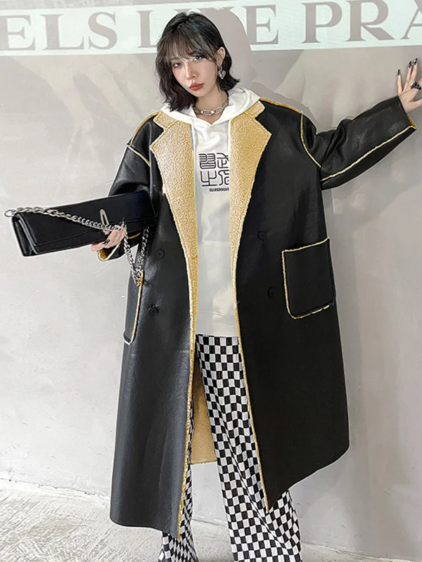 Original Urban Reversible Split-Joint PU Contrast Color Coat