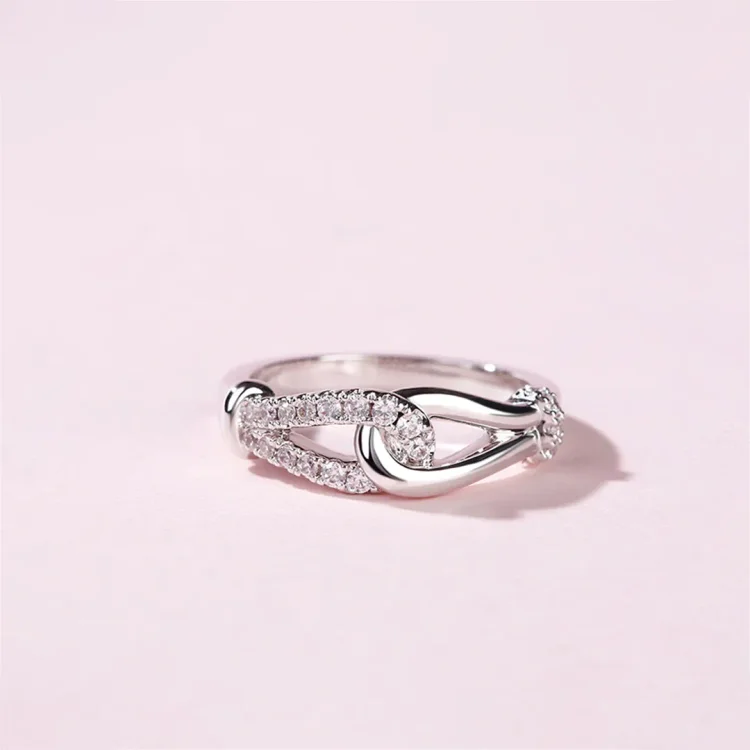 S925 Mother & Daughter Forever Linked Together Diamond Knot Ring