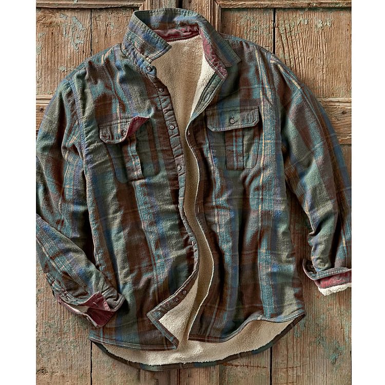 Pre-sale Casual retro check plus velvet jacket