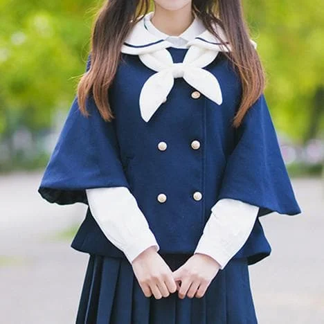 Red/Pink/Navy Sailor Woolen Coat SP164935