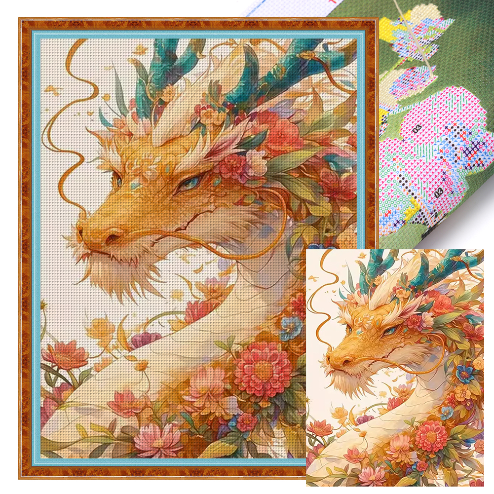 Golden Dragon Full 14CT Pre-stamped Canvas(45*60cm) Cross Stitch