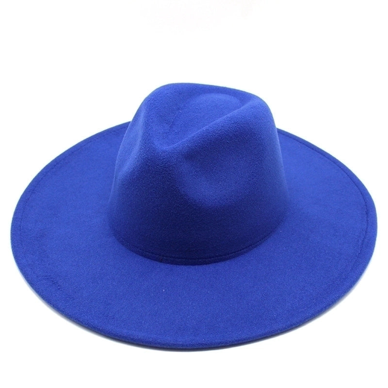 Unisex Elegant Solid Color Big Eaves Flat Eaves Fedora Hat