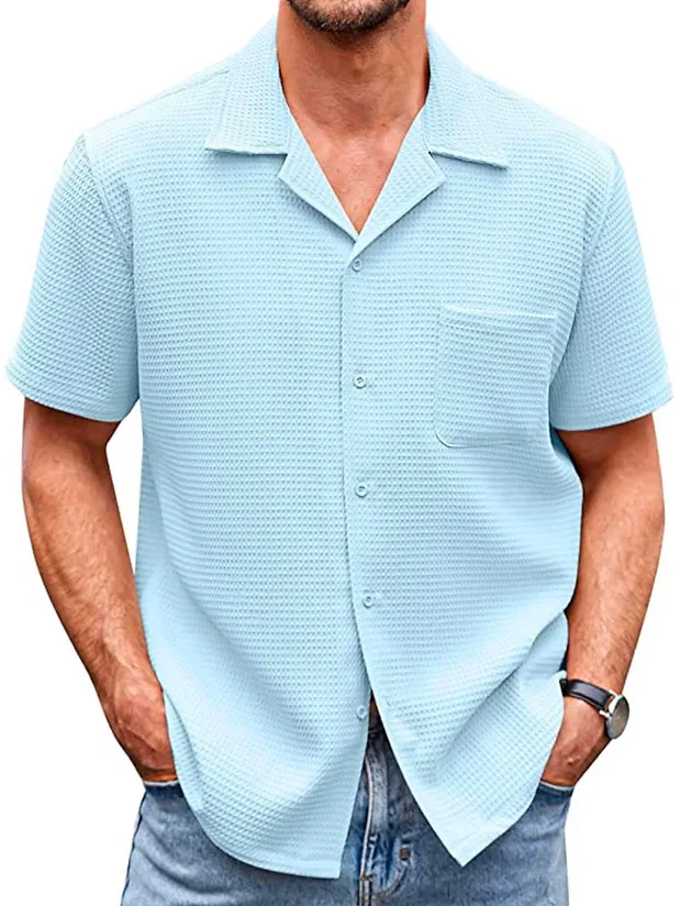 Men's Casual Linen Henley Shirt
