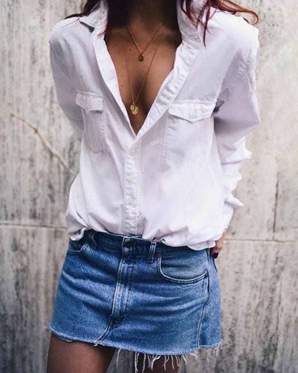 Plus Size Fashion Lapel Neck Casual Shirts Blouses Tops