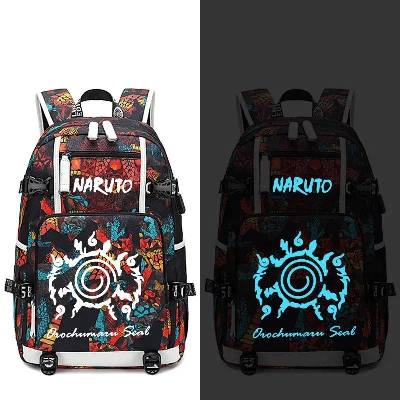 Buzzdaisy Anime Naruto Uzumaki Hatake Kakashi Uchiha Sasuke #1 USB Charging Backpack School NoteBook Laptop Travel Bags