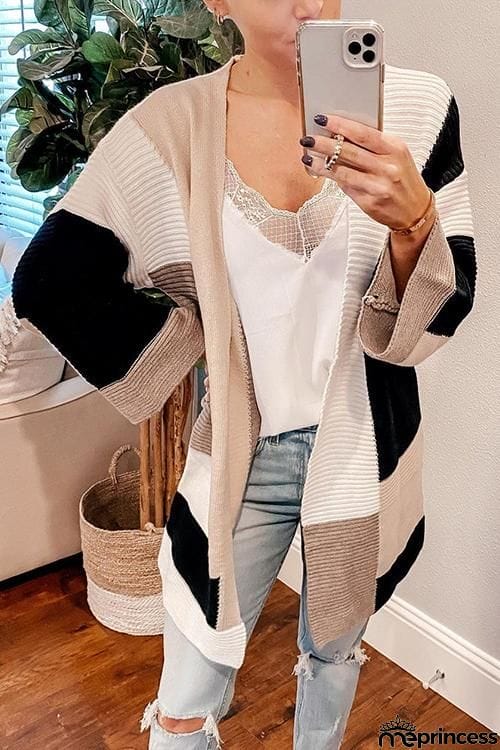 Geometry Color Block Cardigan