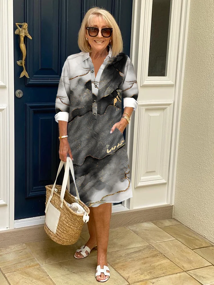 Button Elegant Shirt Dress