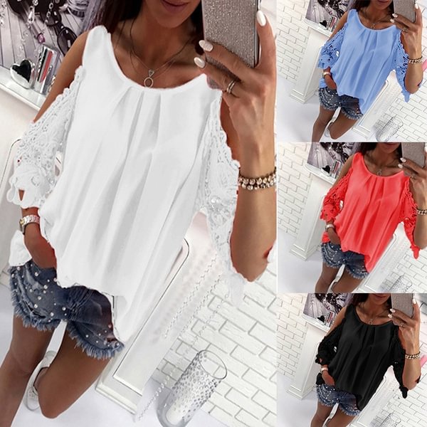 Women's Tops Summer Casual Out Sleeve Off Shoulder Shirt Ladies Blouse Plus Size Boho Tunic Tops - Shop Trendy Women's Clothing | LoverChic