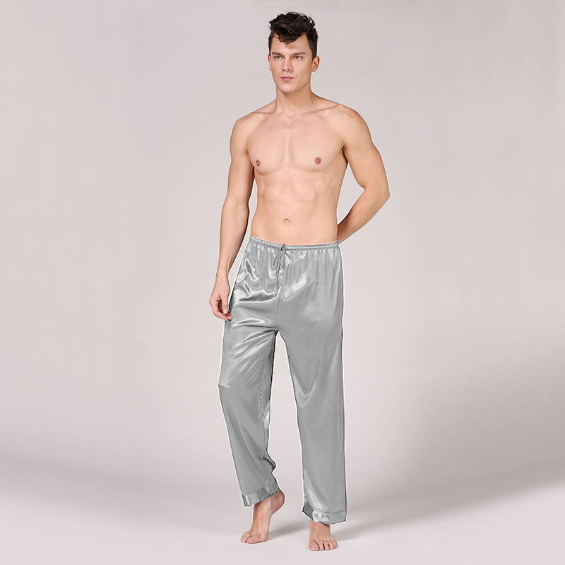 Pantalon de pyjama en soie unie pour hommes- SOIE PLUS