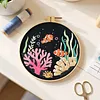 Cute Dolphin-DIY Embroidery Kit with Pattern Cotton Threads Needles Hoop 30*30cm