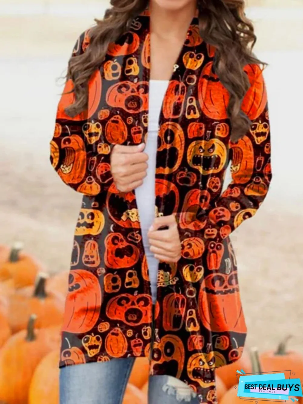 Casual Long Sleeve Printed Cardigan