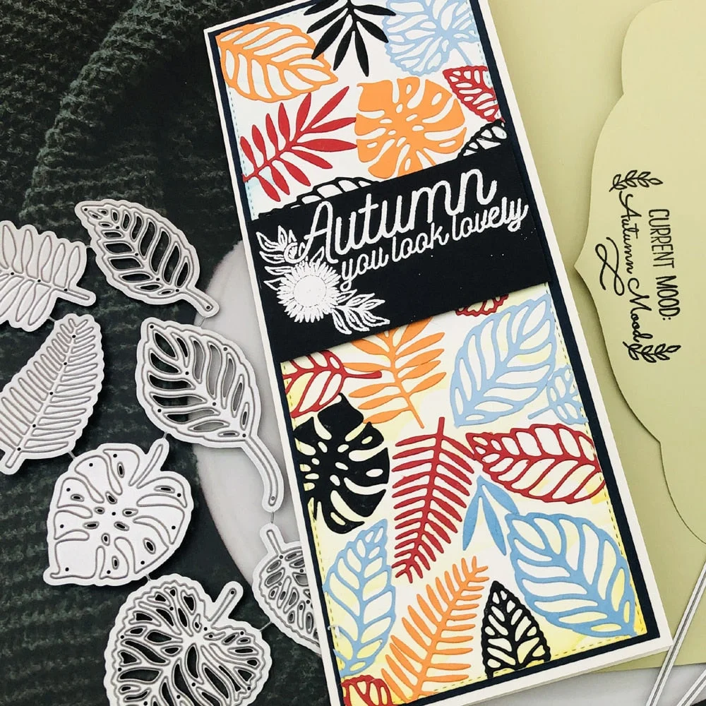 Alinacutle Metal Cutting Die Cut 7pc Leaf Die Floral Fall DIY Scrapbooking Paper Craft Handmade Album Card Template