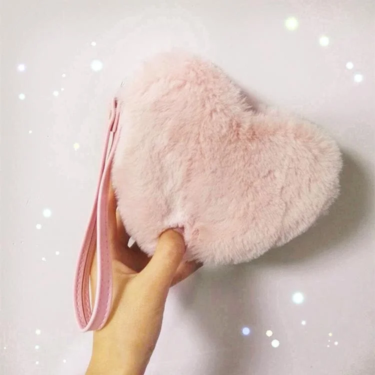 Pink/White Pastel Heart Plush Wallet SP1711556