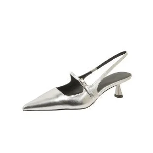 Uveng Uveng New Summer Dress With Sandals Fairy Shoes Pointed Light-Mouthed Fine Temperament Silver Single Shoes